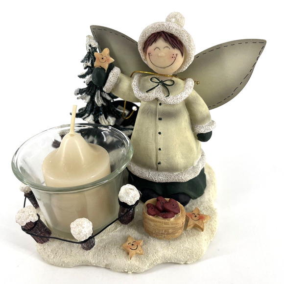 CRAZY MOUNTAIN Angel Fairy Candle Holder Tree Star Hearts Wings Adorable - Picture 1 of 12
